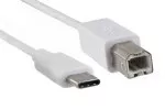 USB-kabel type C til USB 2.0 B-plugg, hvit, 2,00 m, DINIC blisterpakning